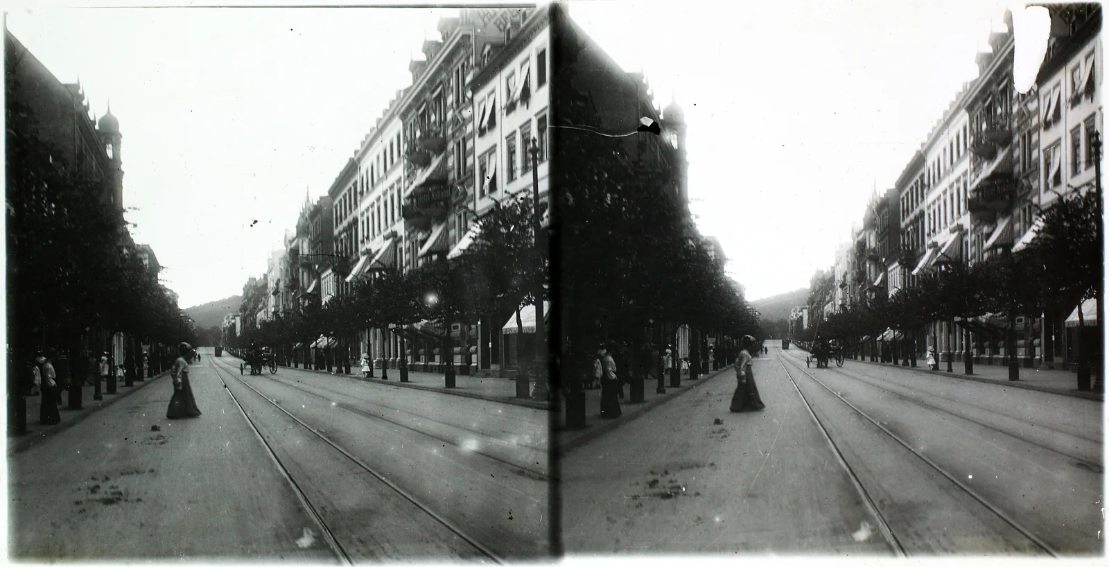 Bahnhofstraße, rechts das Hotel National, Stereofoto, Zürich 1910